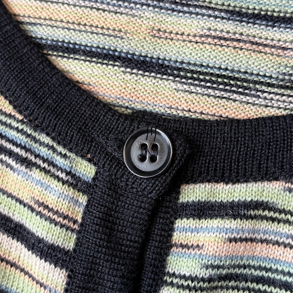 M Missoni cropped cardigan multi stripe black trim wool blend sweater size 10 - Picture 10 of 14